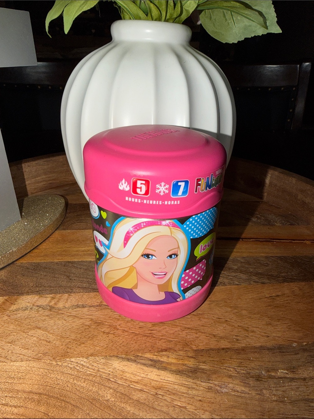 Barbie Thermos Funtainer Stainless Steel Food Jar 
10 oz Hot Cold Kids Lunch